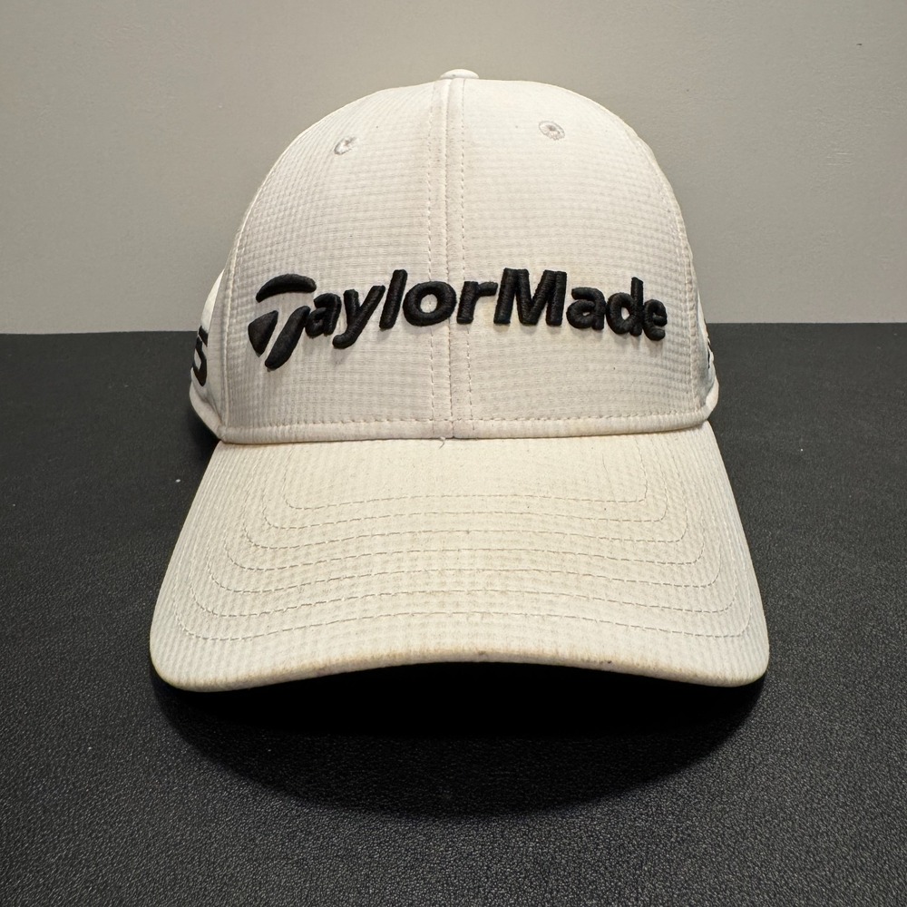 TaylorMade Hat Cap White Black Logo Spellout OSFA Golf Outdoor TP5 Stealth Adult